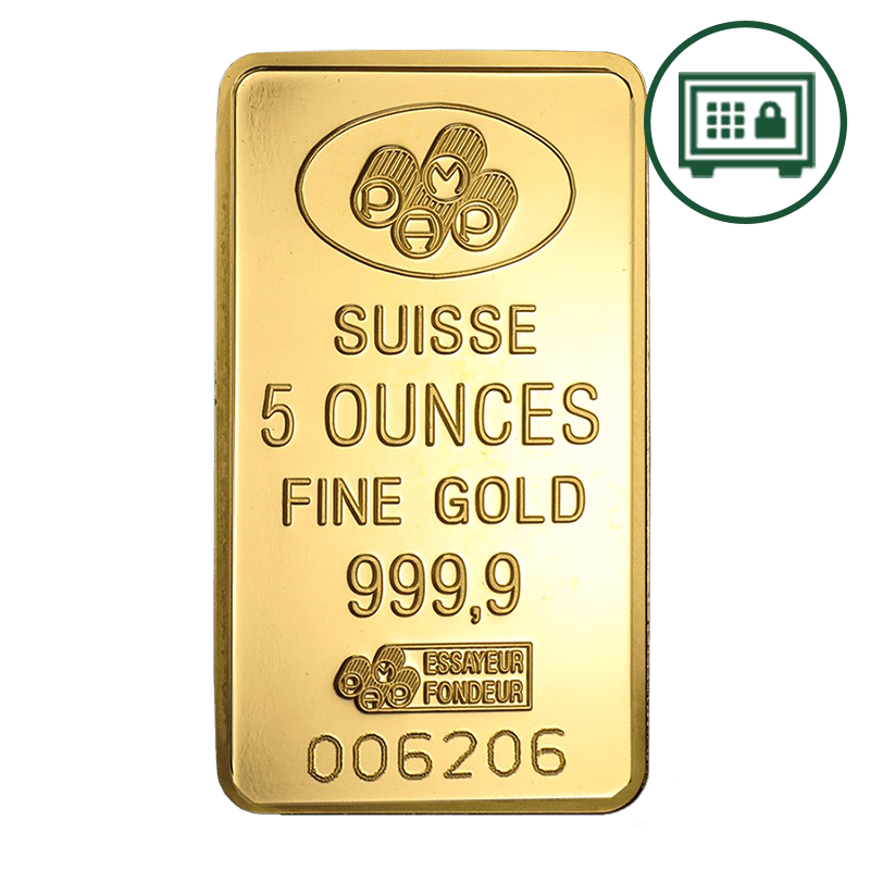 Image for 5 oz Gold Bar- PAMP Suisse Lady Fortuna (w/ Assay) - Secure Storage from TD Precious Metals